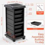 TASALON Salon Trolley Cart for Salon Station - Space Saving Salon Rolling Cart for Extra Storage - Hair Salon Beauty Storage Cart - 6-Tray Salon Cart - Multipurpose Tool Cart - Tattoo Tray - Hair Cart - Image 5